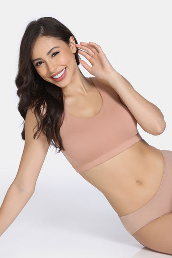 Buy Zivame Double Layered Non Wired Full Coverage Bralette - Cafe Cream